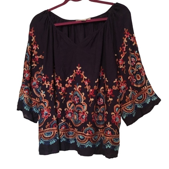 Karen Kane Boho Embroidered Top - Picture 1 of 7